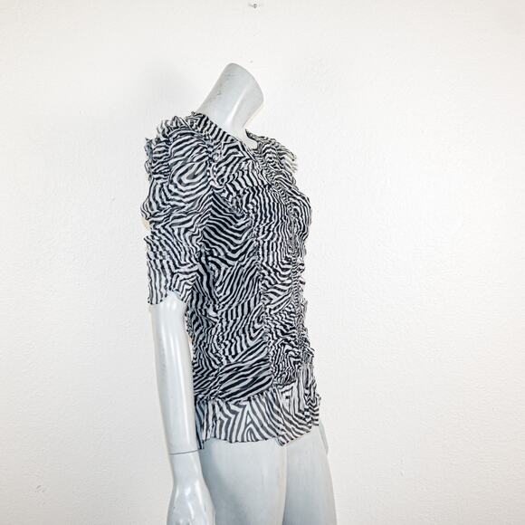 Isabel Marant Etoile Women's Ruched Tiered Silk Blouse Striped sz 42 - Picture 3 of 10